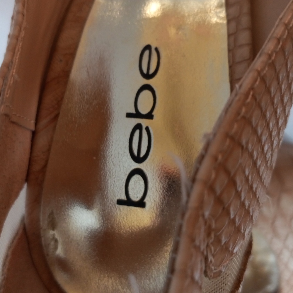 BeBe 5 in snake skin platform high heels tan size 7. Barely worn. - Picture 6 of 8